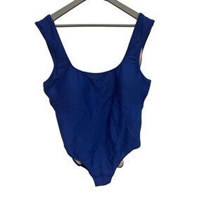J. Crew Swimsuit Women’s Size18 Blue Ribbed One piece Scoop Neck Low Back